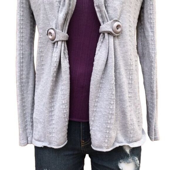 Belldini Cardigan Gray Open Sweater Button Detail Cozy - Picture 4 of 8